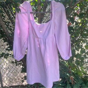 Light Pink/ lavender Gauze Puff Sleeve Mini Dress Xs